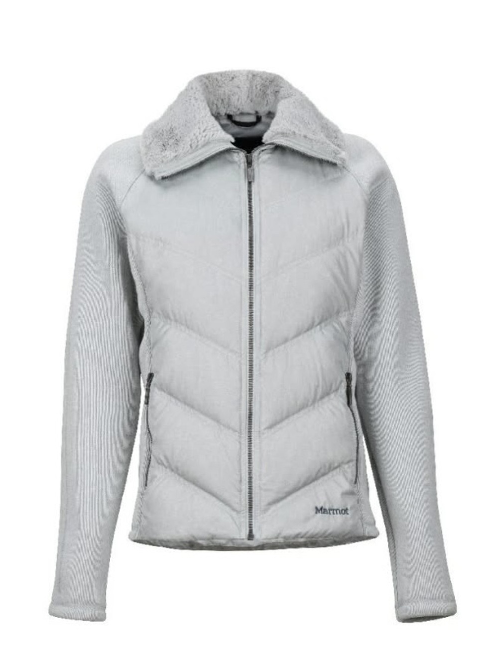 Marmot Light Gray Thea Women’s Jacket size M 700 down fill full zip up